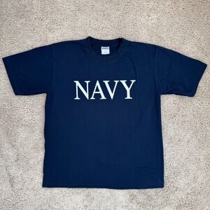 Pudala Uniforms US Navy T Shirt Mens XL Blue White Lettering Cotton Short Sleeve